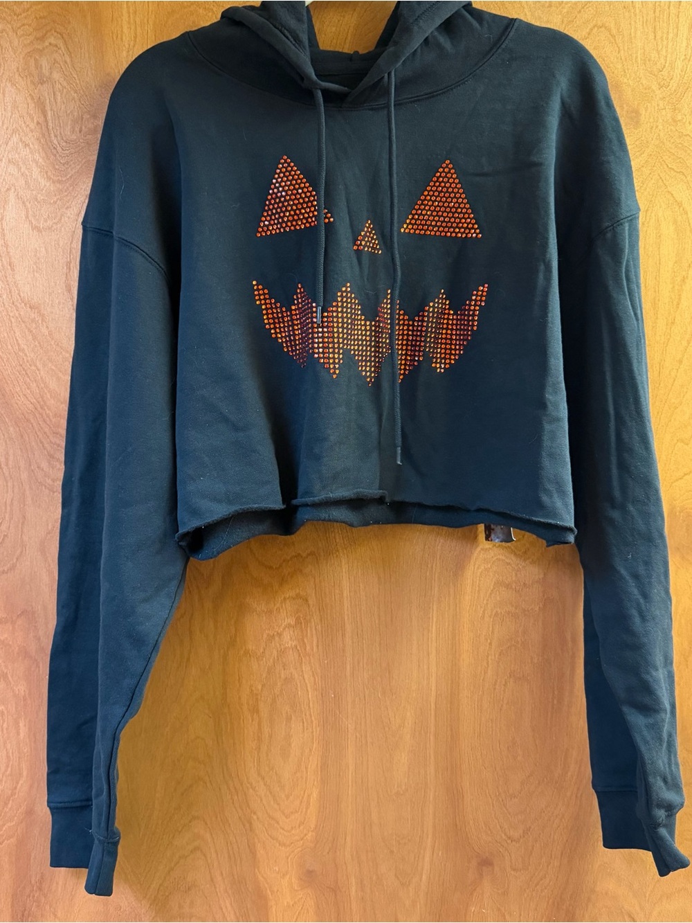 Jack-O'-Lantern Rhinestone Crop Hoodie Spirit Of Halloween Women’s Size Large